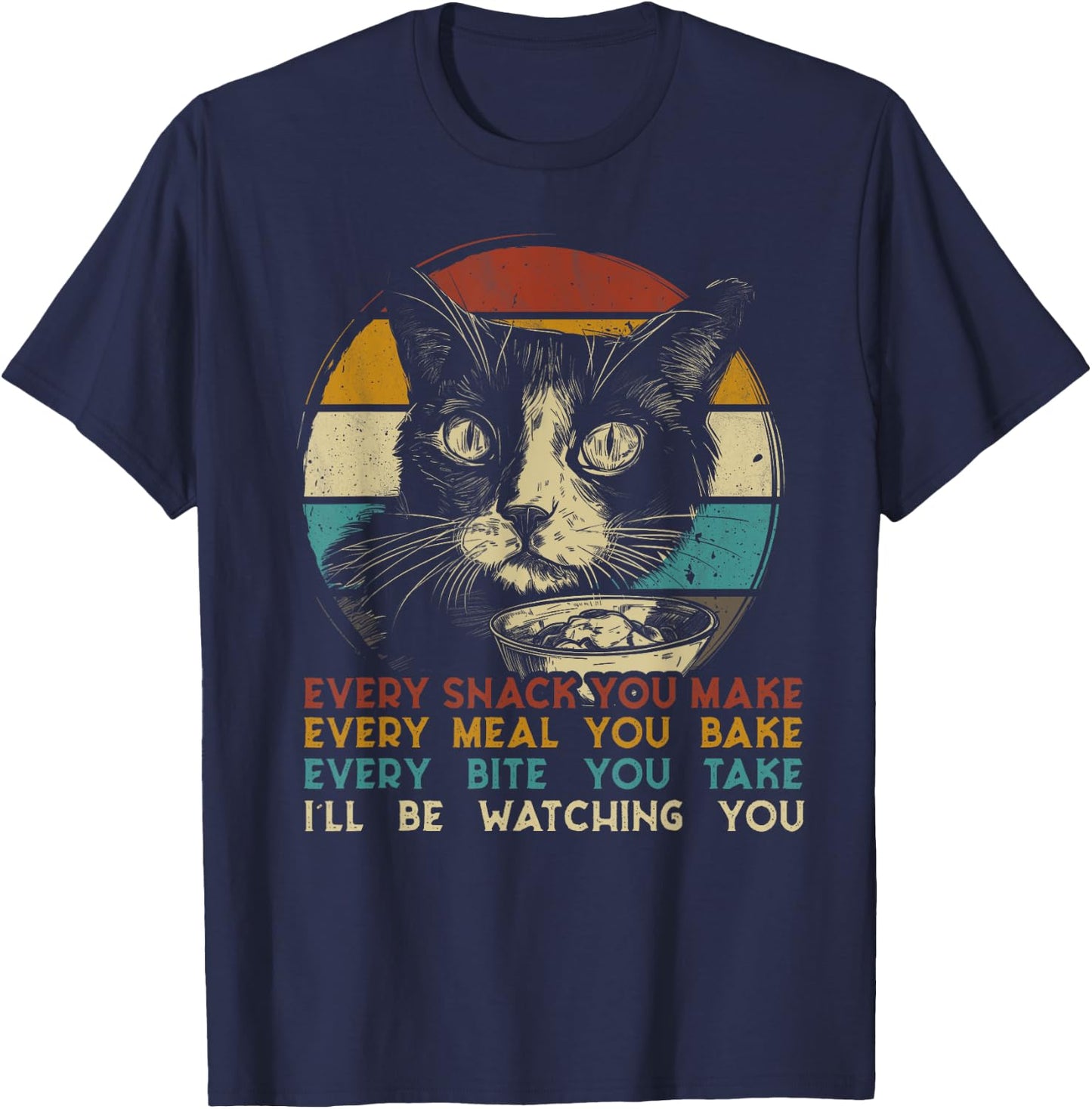 Every snack you make cat cat breed Meow retro T-Shirt - T-Shirt | Navy