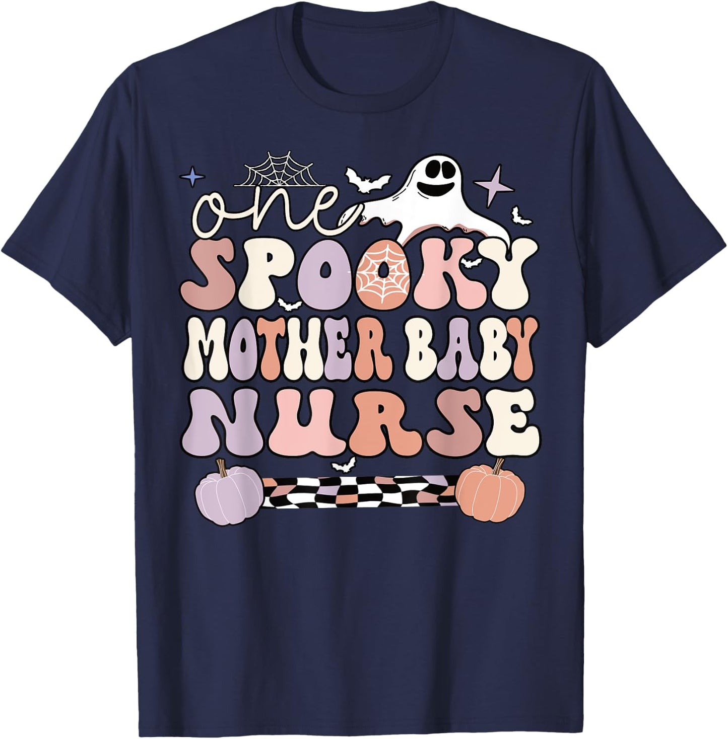 Spooky Mother Baby Nurse Halloween Postpartum Nurse T-Shirt - T-Shirt | Navy