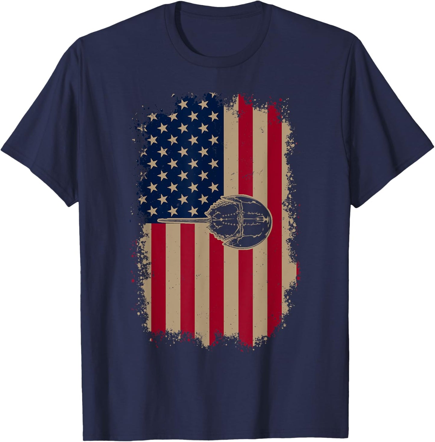 American US Flag Horseshoe Crab T-Shirt - T-Shirt | Navy