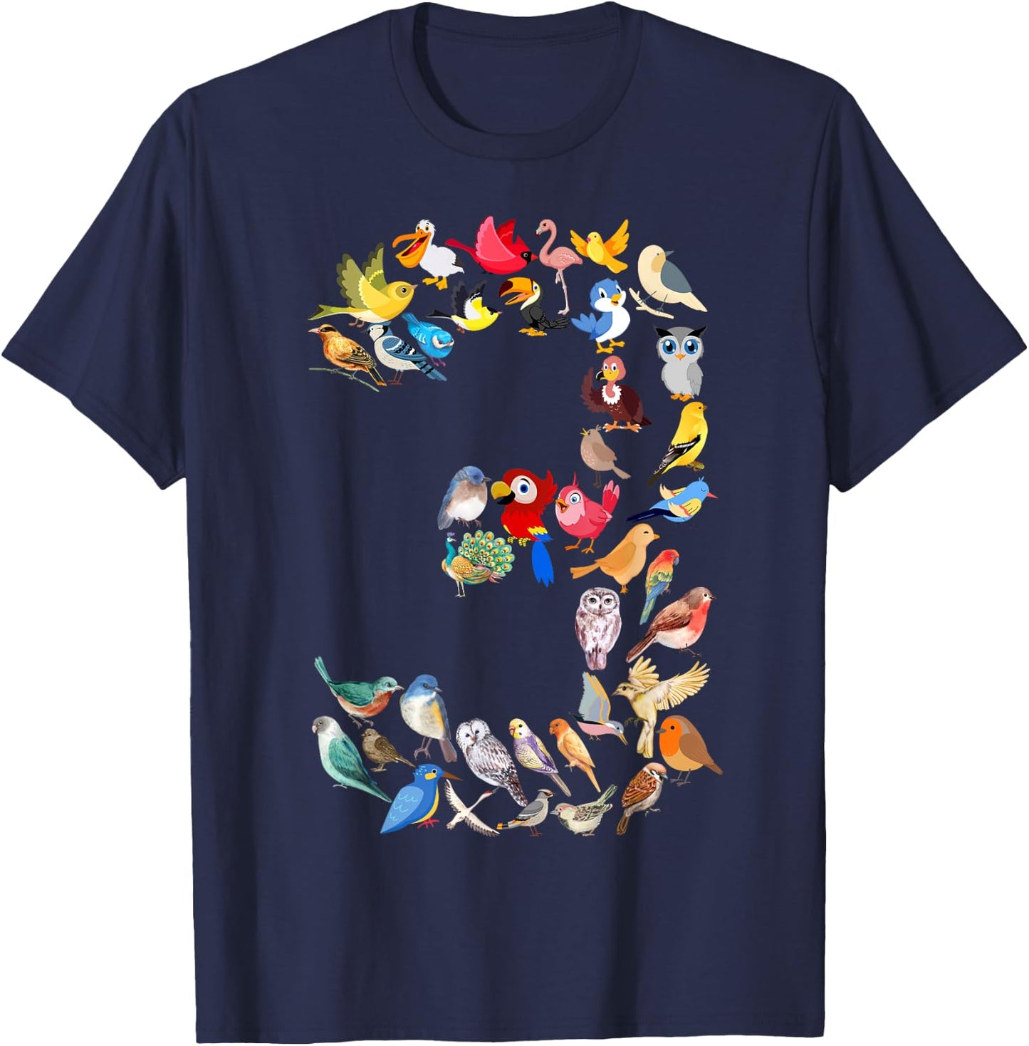 Toddler 3rd Birthday Birds Themed 3 Year Old Kids Bird Lover T-Shirt - T-Shirt | Navy