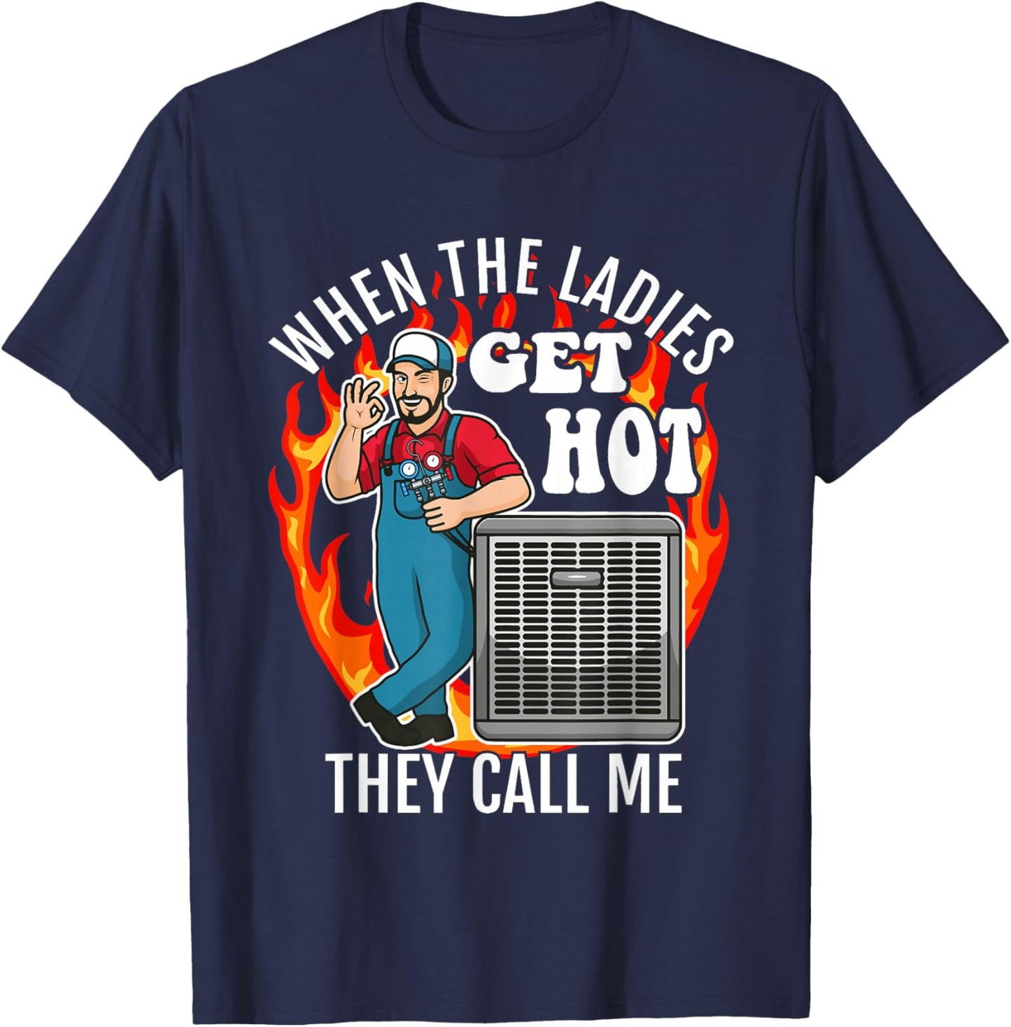 Funny HVAC Technician Air Conditioning Engineer Tech T-Shirt - T-Shirt | Navy
