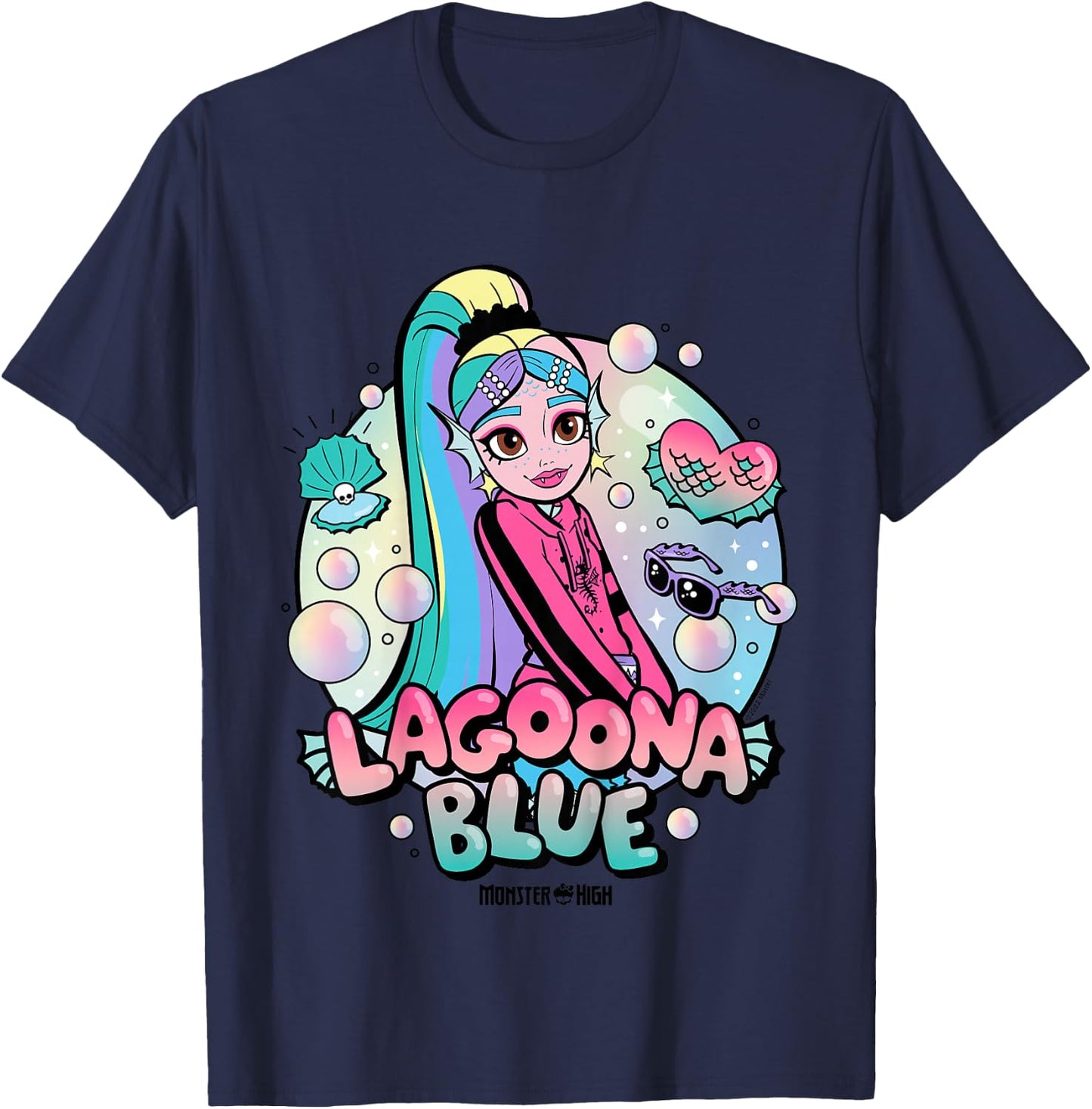 Kids Monster High - Lagoona Blue Bubbles T-Shirt - T-Shirt | Navy
