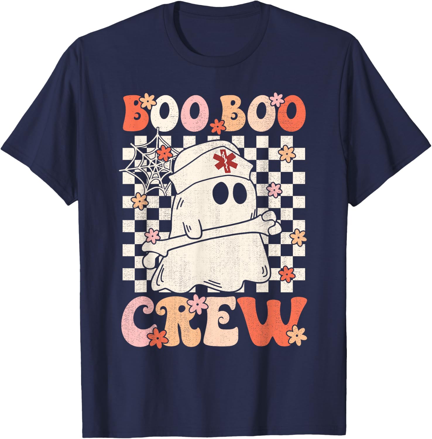 Groovy Boo Boo Crew Nurse Ghost Paramedic EMT EMS Halloween T-Shirt - T-Shirt | Navy