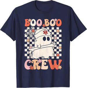 Groovy Boo Boo Crew Nurse Ghost Paramedic EMT EMS Halloween T-Shirt - T-Shirt | Navy