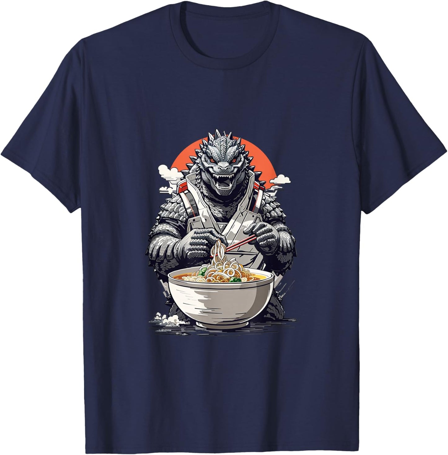 Japanese Monster Kaiju Eating Ramen T-Shirt - T-Shirt | Navy
