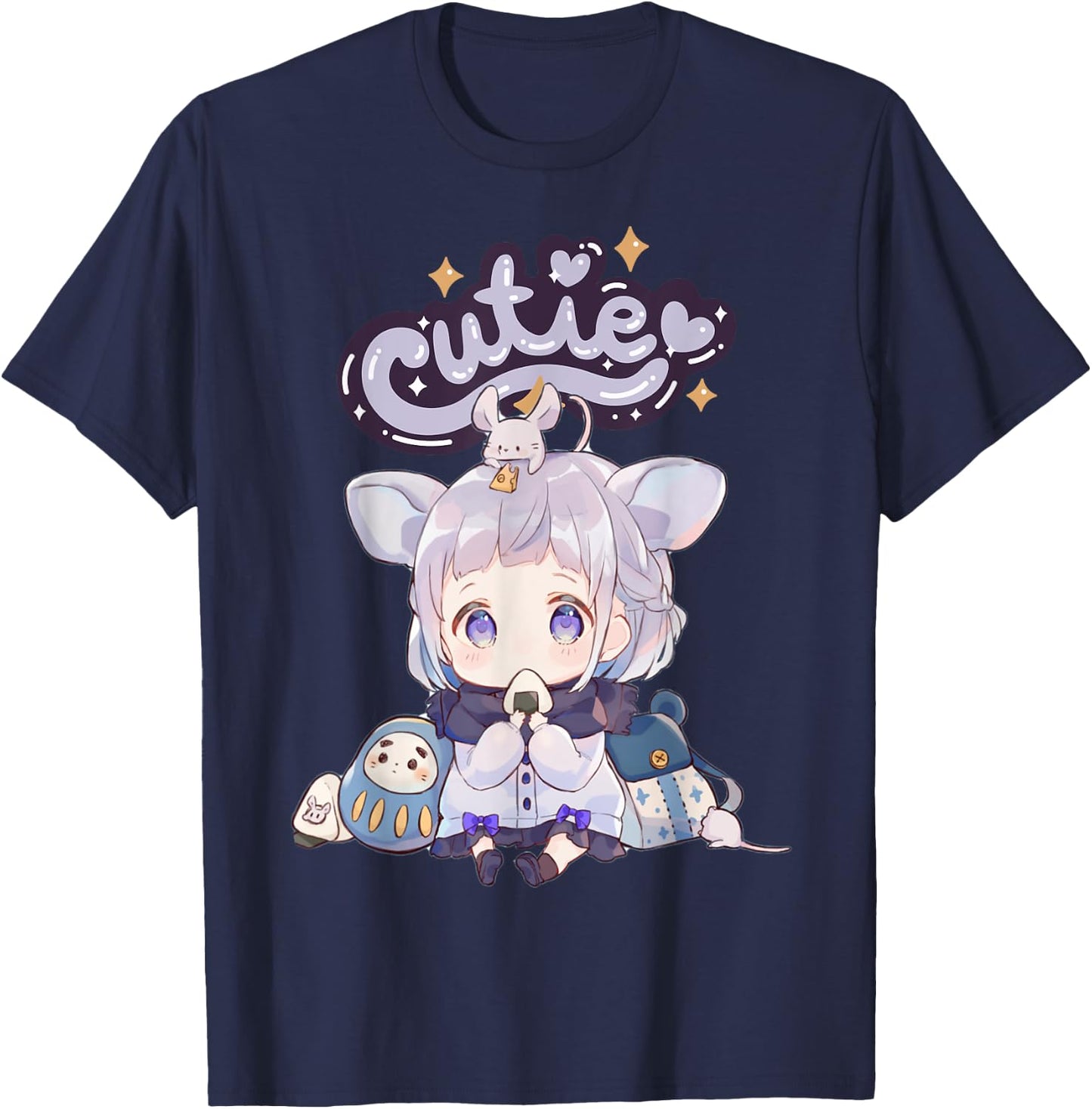 Anime Cutie Onigiri Girl Cute Kawaii UwU T-Shirt - T-Shirt | Navy