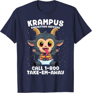 Krampus Babysitting Services Germanic Christmas Demon Horror T-Shirt - T-Shirt | Navy
