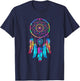Colourful Dream Catcher Feather Tribal Indian Tattoo Dreamcatcher T-Shirt - T-Shirt | Navy