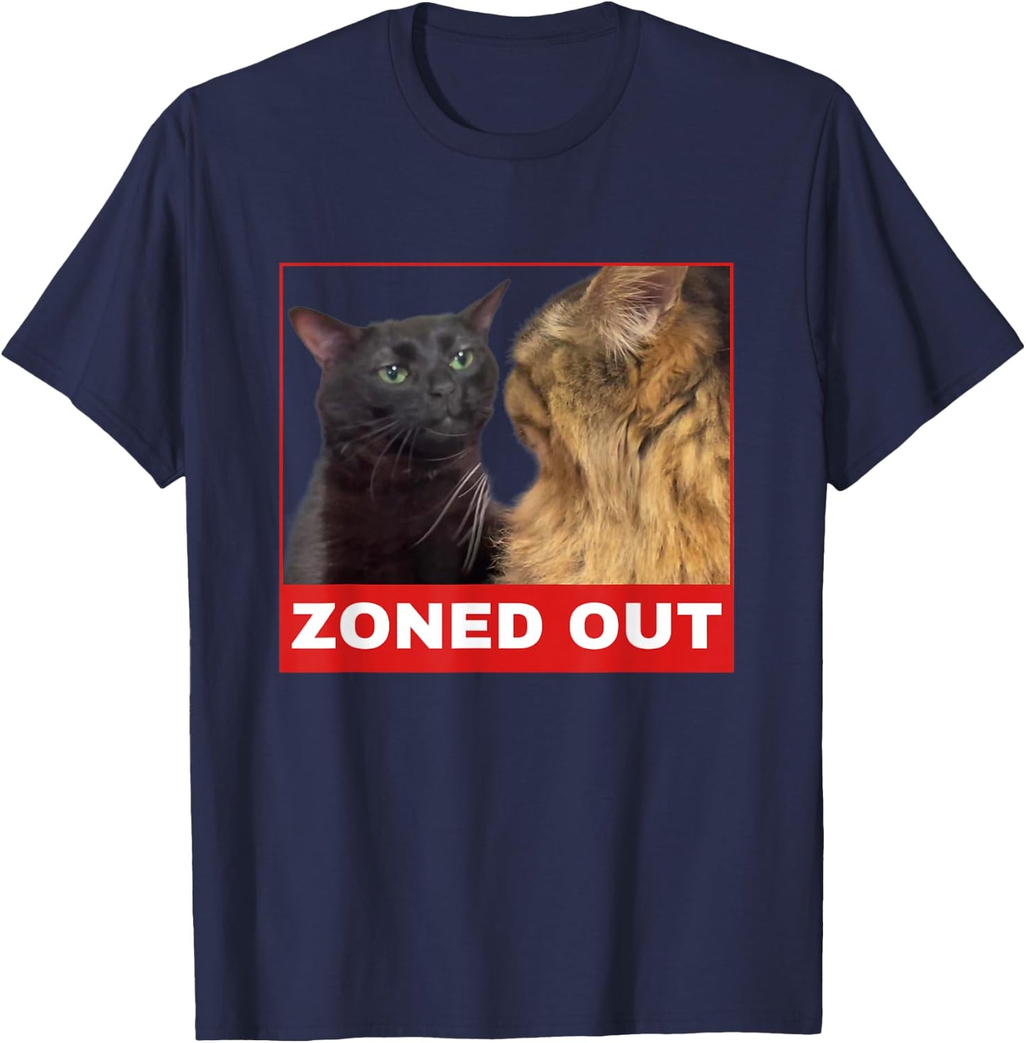 Black Cat Zoning Out , funny cat zoning meme Women Girls Kids T-Shirt - T-Shirt | Navy