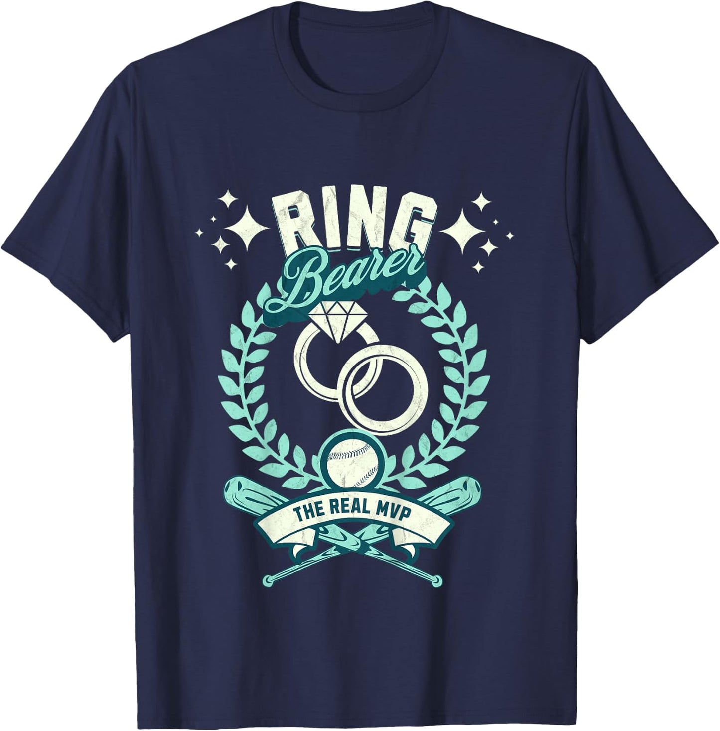 Kids The Real MVP Ring Bearer Gifts for Little Boys Baseball T-Shirt - T-Shirt | Navy