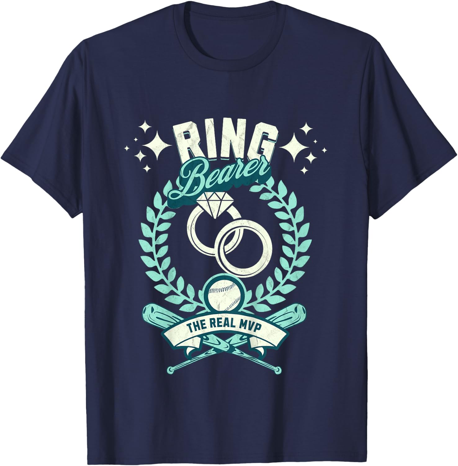 Kids The Real MVP Ring Bearer Gifts for Little Boys Baseball T-Shirt - T-Shirt | Navy