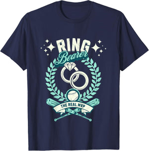 Kids The Real MVP Ring Bearer Gifts for Little Boys Baseball T-Shirt - T-Shirt | Navy