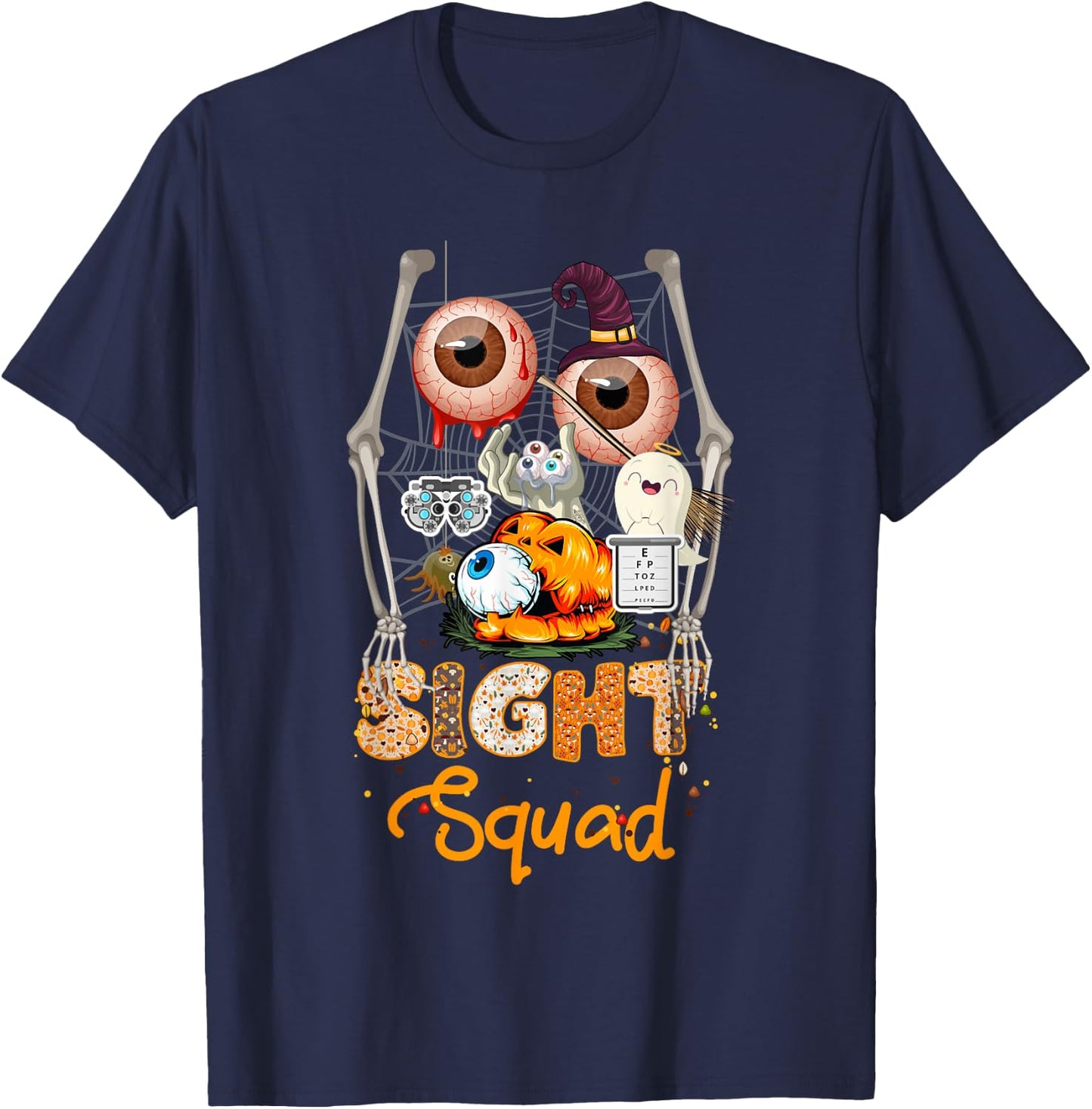Optometrist Halloween Sight Squad Witch Pumpkin Optician T-Shirt - T-Shirt | Navy
