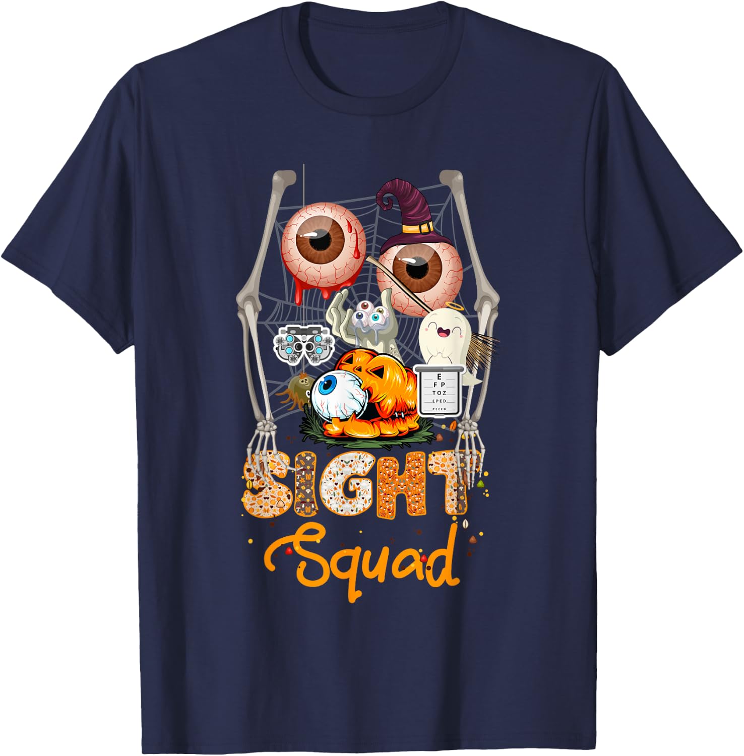 Optometrist Halloween Sight Squad Witch Pumpkin Optician T-Shirt - T-Shirt | Navy