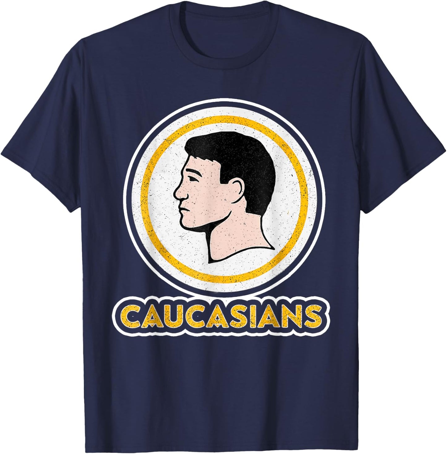 Caucasians Funny Vintage Caucasians Pride T-Shirt - T-Shirt | Navy
