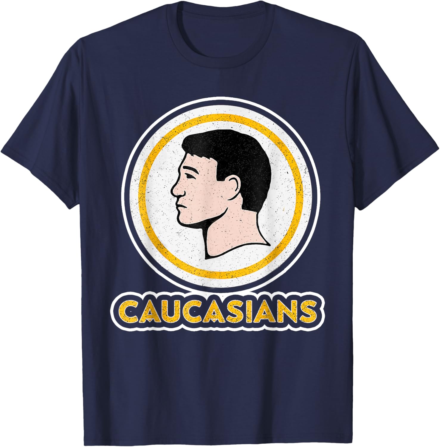 Caucasians Funny Vintage Caucasians Pride T-Shirt - T-Shirt | Navy