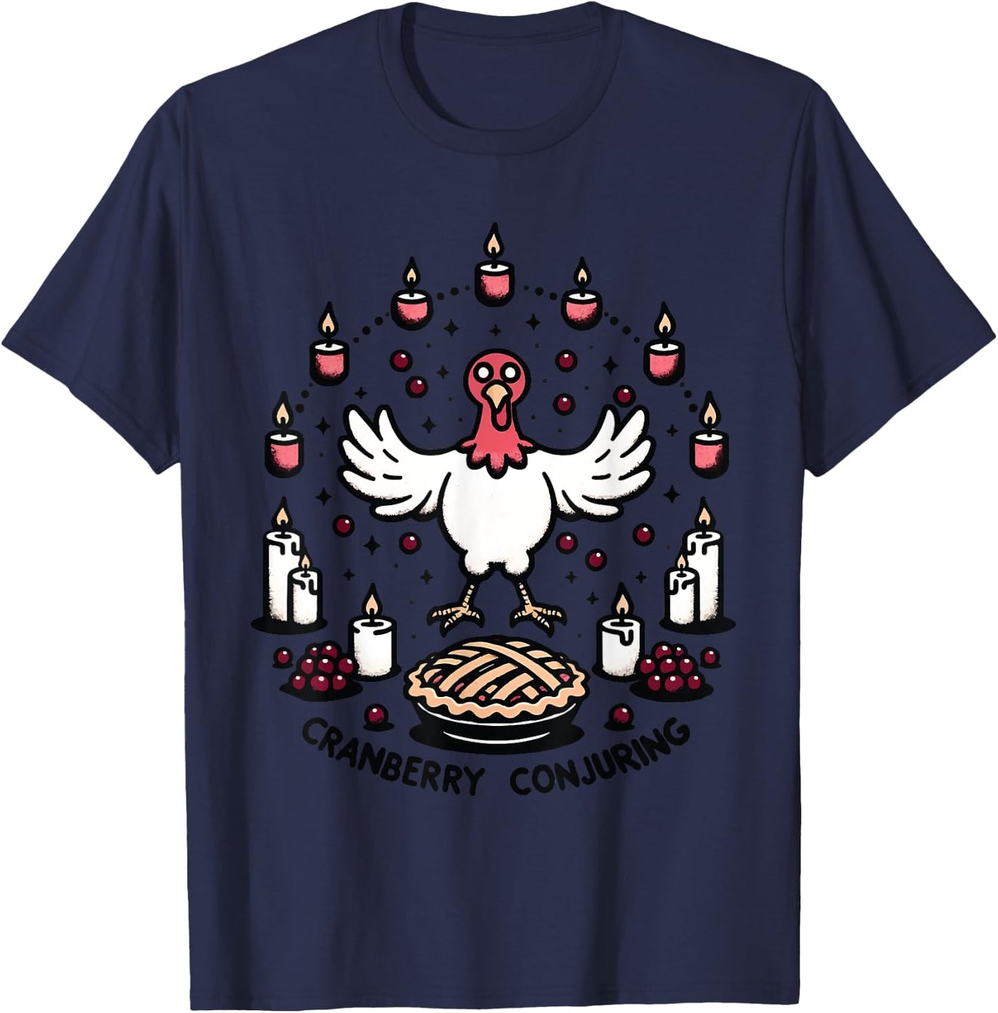 Cranberry Conjuring - Enchanted Thanksgiving Turkey Magic T-Shirt - T-Shirt | Navy