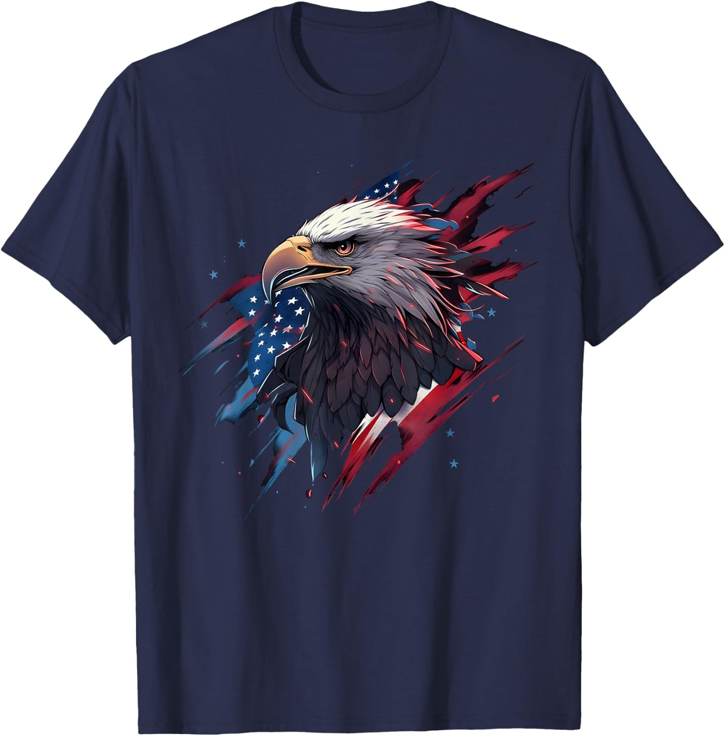 Eagle Bird 4th of July American Flag Veterans Memorial T-Shirt - T-Shirt | Navy