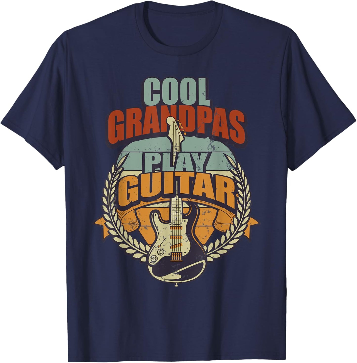 Cool Grandpa Playing Guitar Funny Grandpa T-Shirt - T-Shirt | Navy