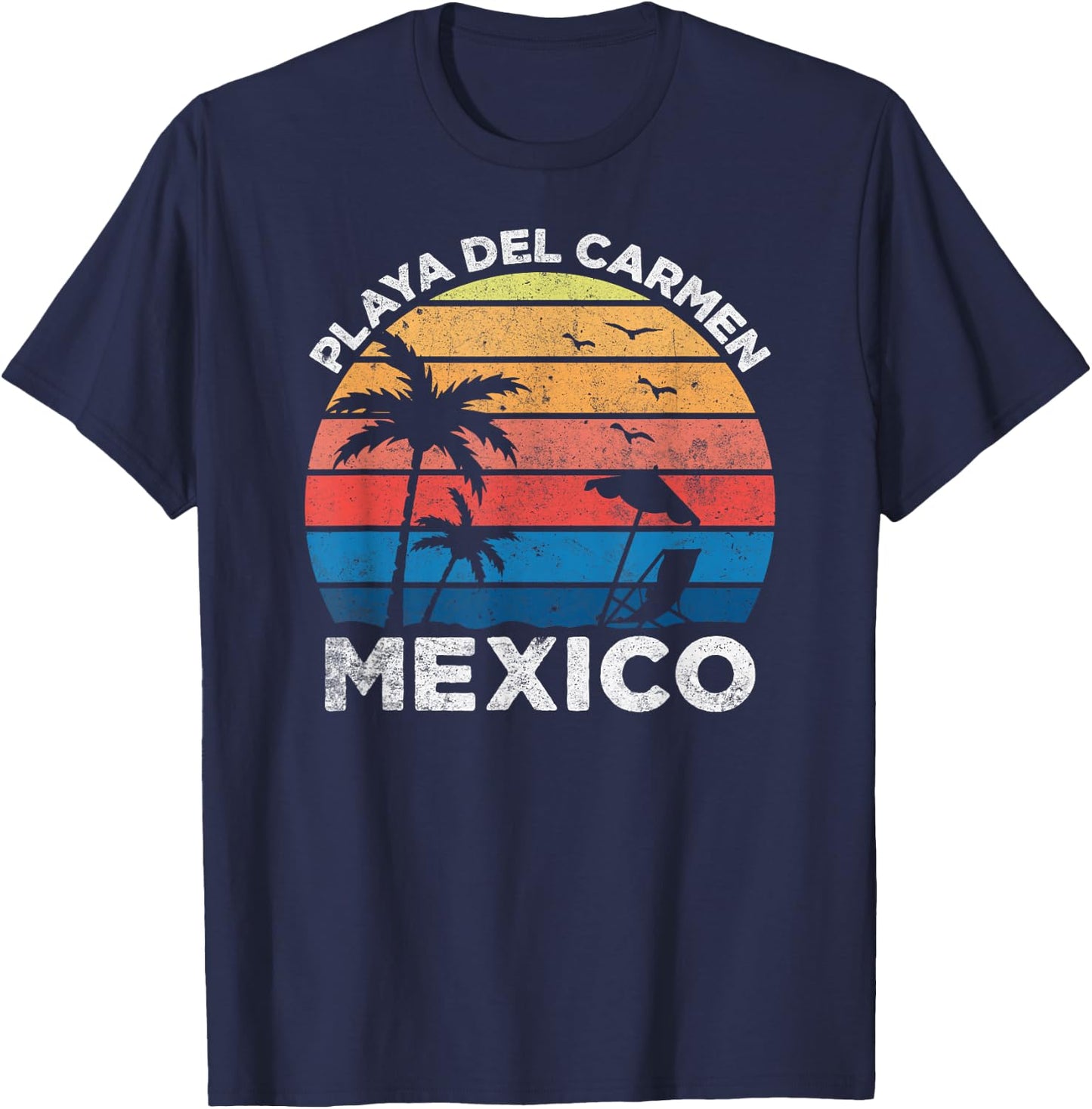Playa Del Carmen Mexico Retro Vintage Vacation Novelty T-Shirt - T-Shirt | Navy
