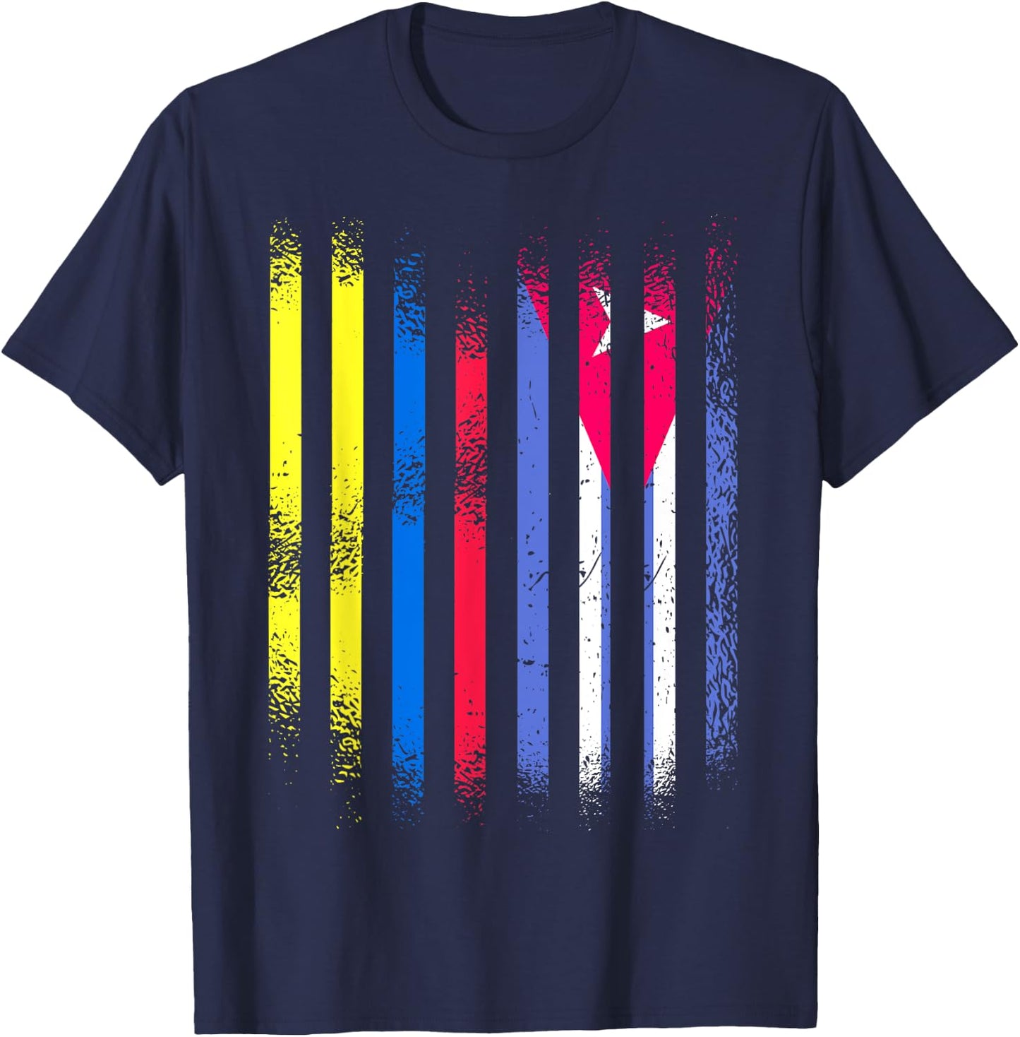 Colombia Flag Cuba Grown Country Flags Stripes T-Shirt - T-Shirt | Navy