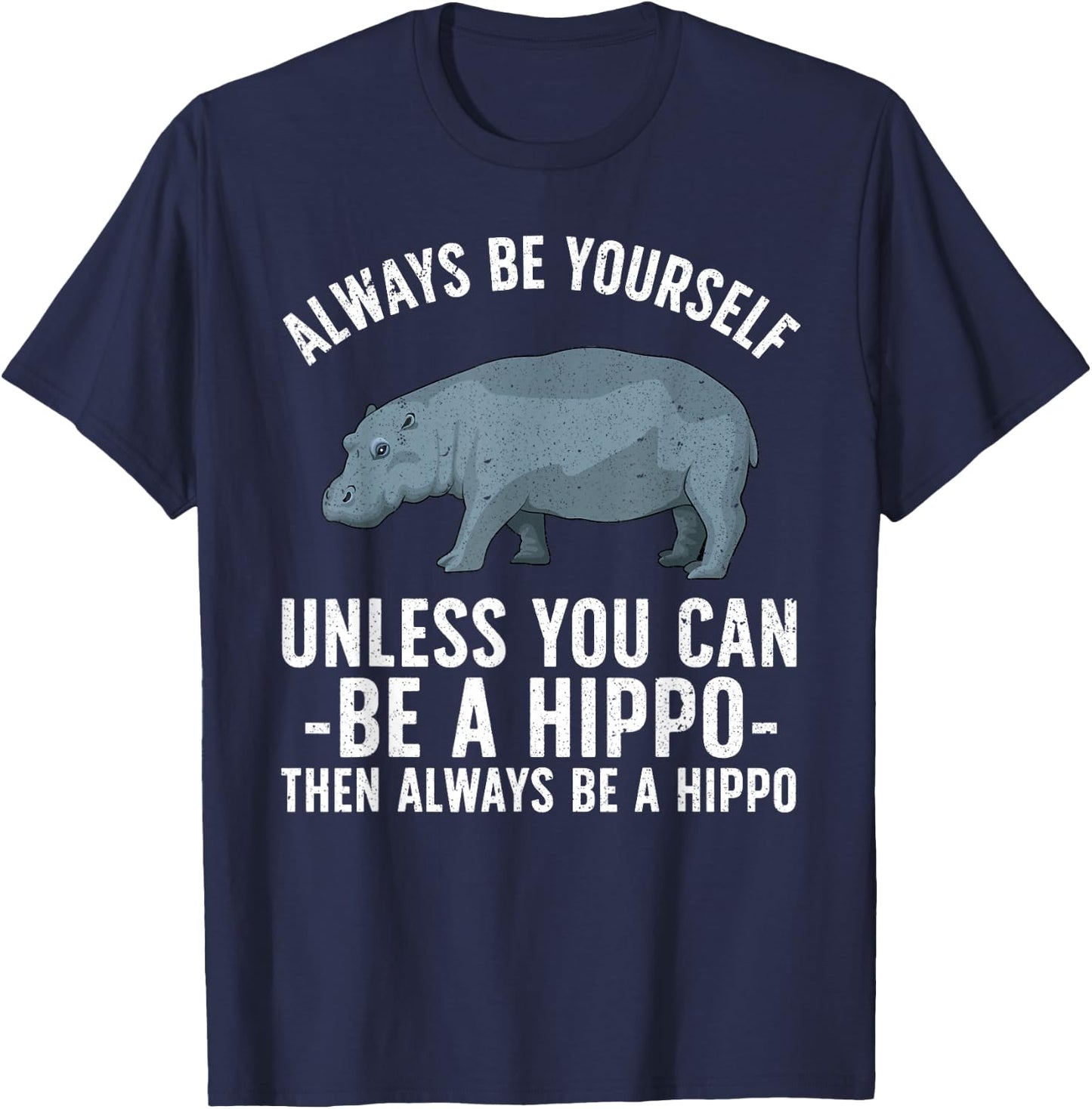 Funny Hippo Design Women Toddlers Hippopotamus Lover T-Shirt - T-Shirt | Navy