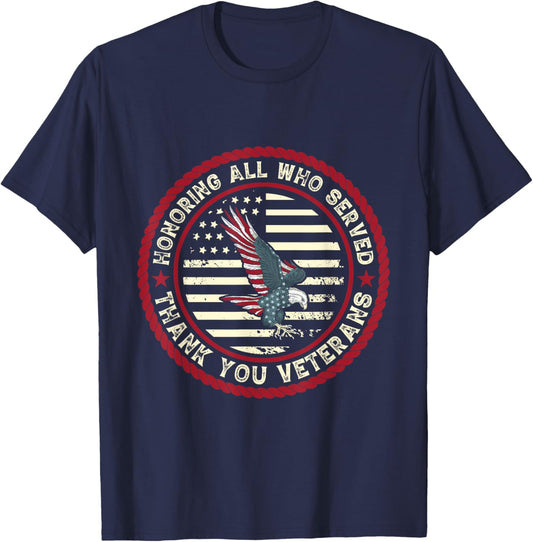 U.S. Veterans Honoring All Who Served Thank You Veterans T-Shirt - T-Shirt | Navy