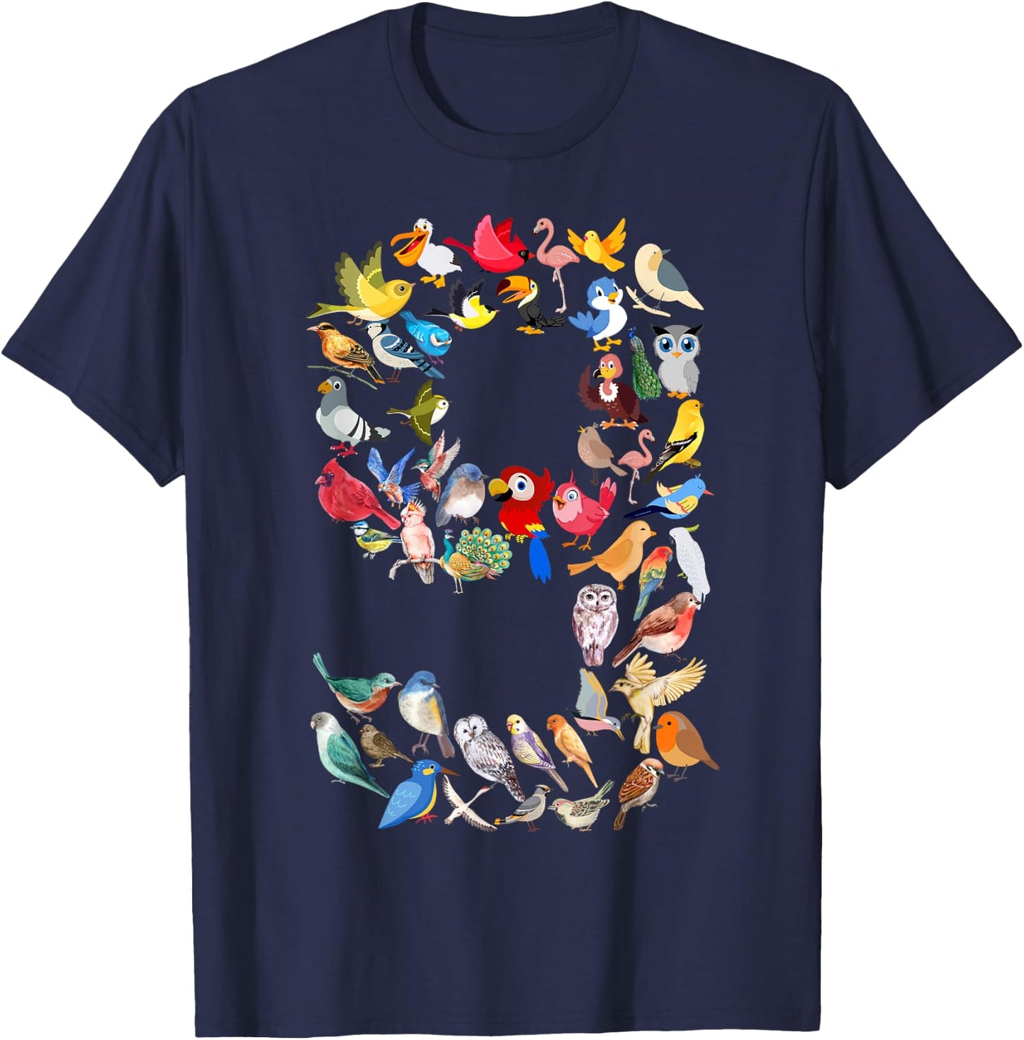 Kids 9th Birthday Birds Themed 9 Year Old Boys Bird Lover T-Shirt - T-Shirt | Navy