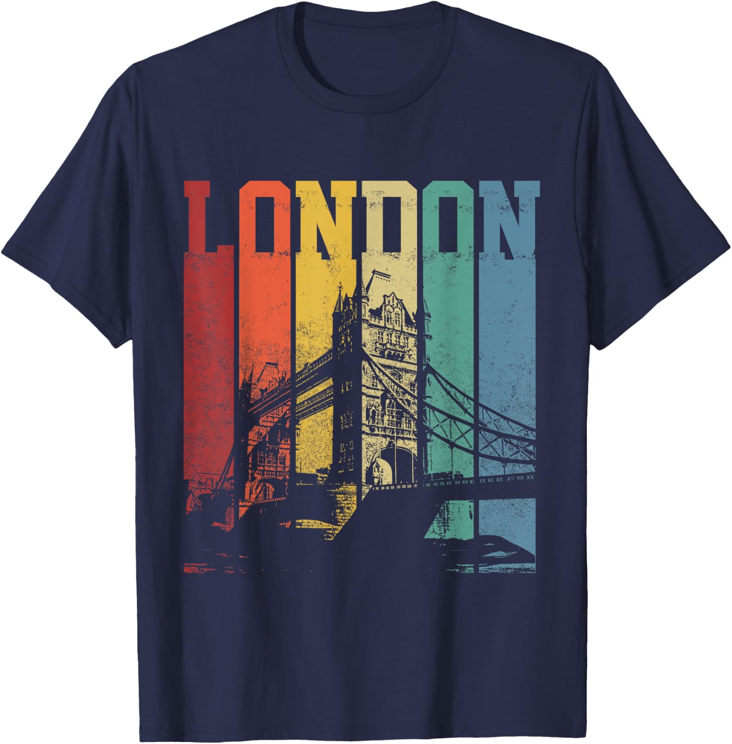 London City Tower Bridge England United Kingdom Vintage T-Shirt - T-Shirt | Navy
