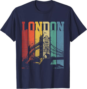 London City Tower Bridge England United Kingdom Vintage T-Shirt - T-Shirt | Navy