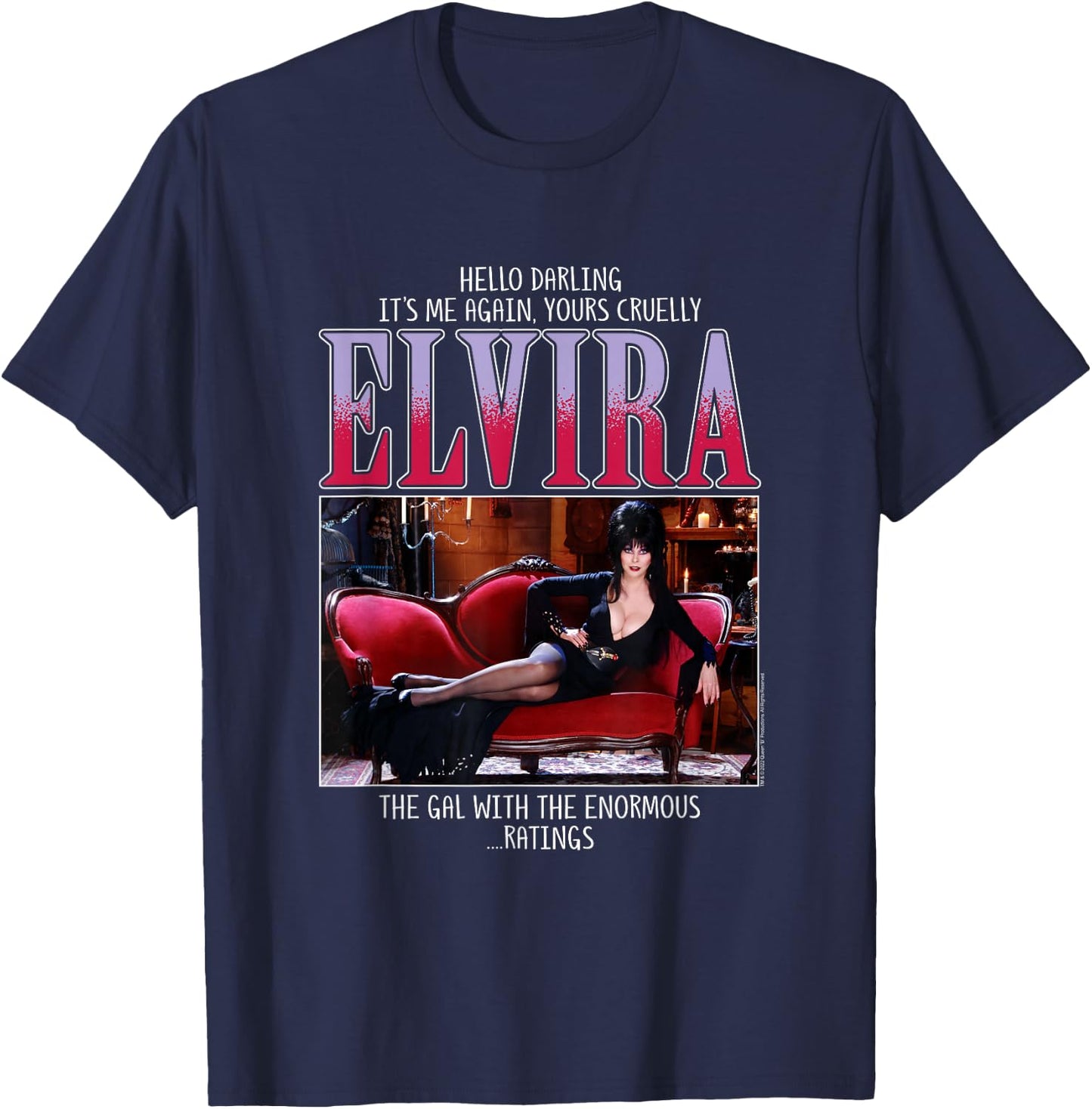 Elvira, Mistress of The Dark Enormous Ratings Horror TV Host T-Shirt - T-Shirt | Navy