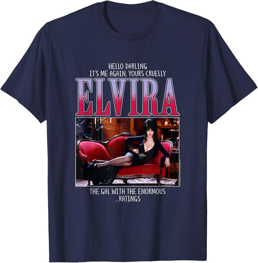Elvira, Mistress of The Dark Enormous Ratings Horror TV Host T-Shirt - T-Shirt | Navy