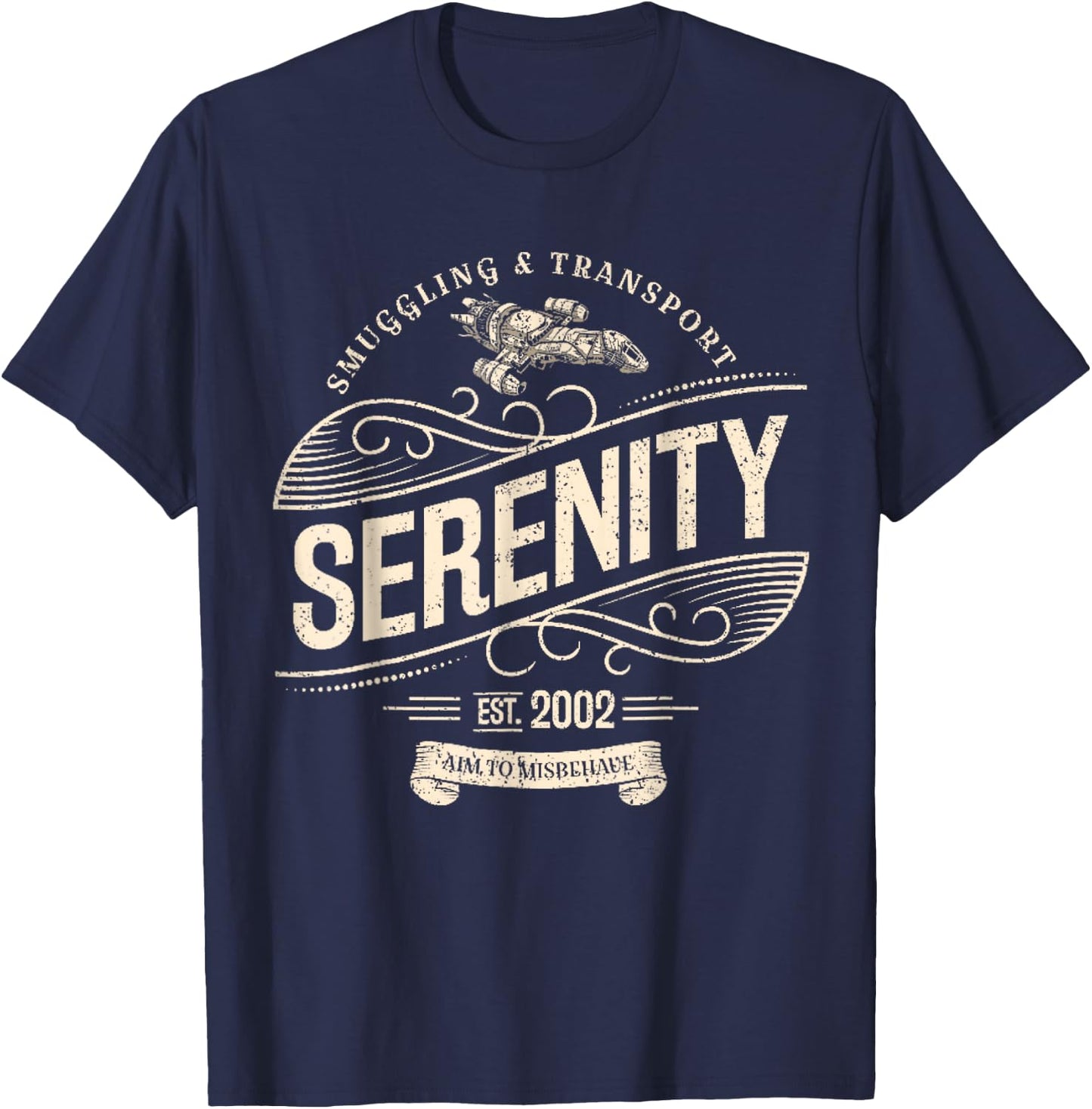 Vintage Serenity Smuggling And Transport Firefly New T-Shirt - T-Shirt | Navy