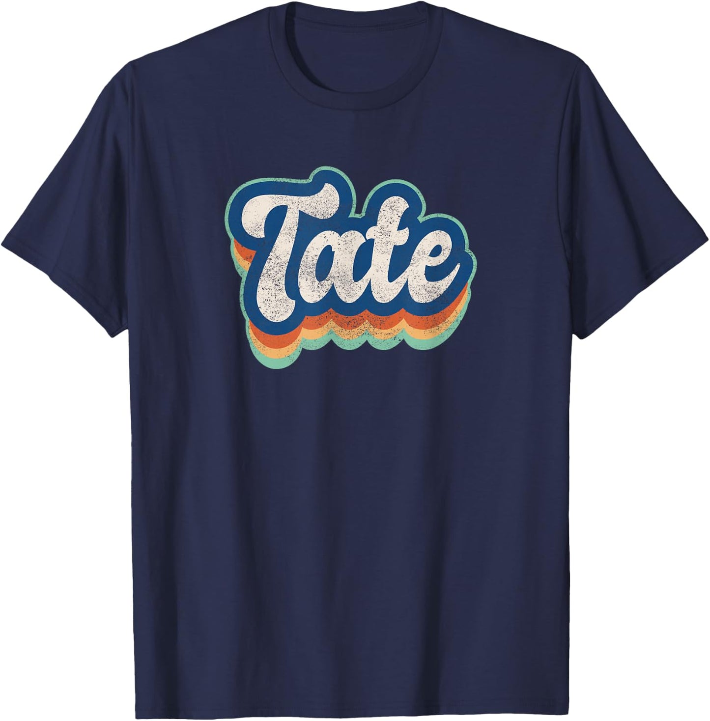 Tate First Name Boy Vintage Style 70s 80s Personalized T-Shirt - T-Shirt | Navy