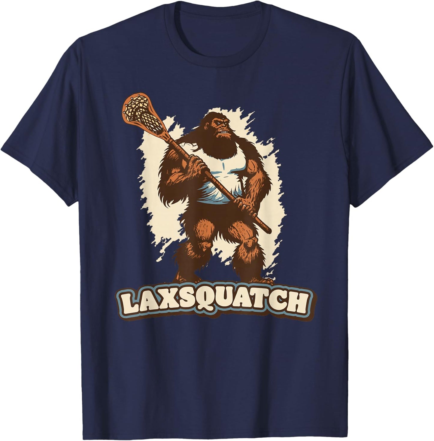 Laxsquatch! Bigfoot Lacrosse Player Funny Sasquatch Lax T-Shirt - T-Shirt | Navy