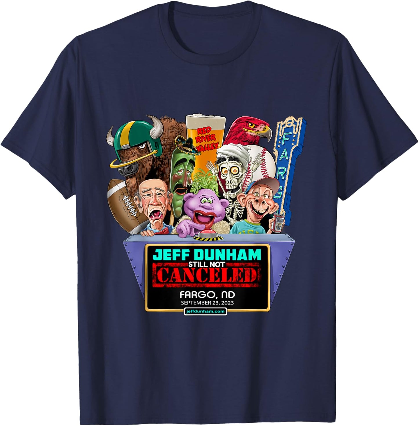 Jeff Dunham Fargo, ND (2023) T-Shirt - T-Shirt | Navy