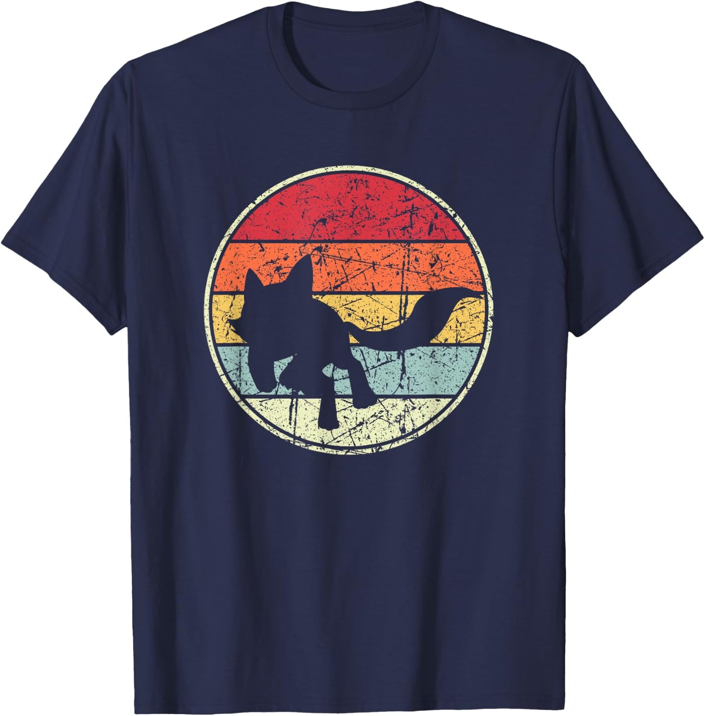 Fox Sunset, Fox Silhouette T-Shirt - T-Shirt | Navy