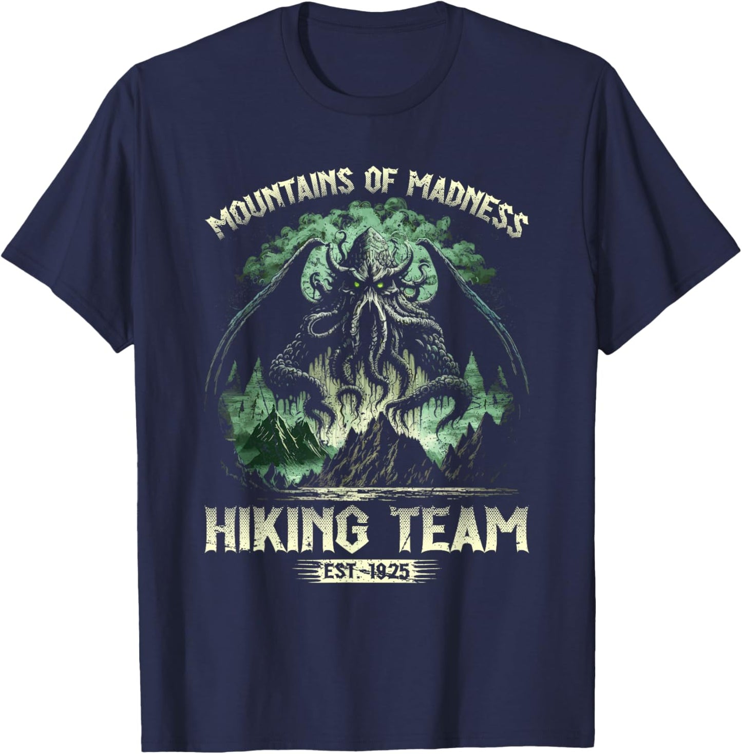 Cthulhu Mountains Of Madness Hiking Team, Cosmic Horror T-Shirt - T-Shirt | Navy