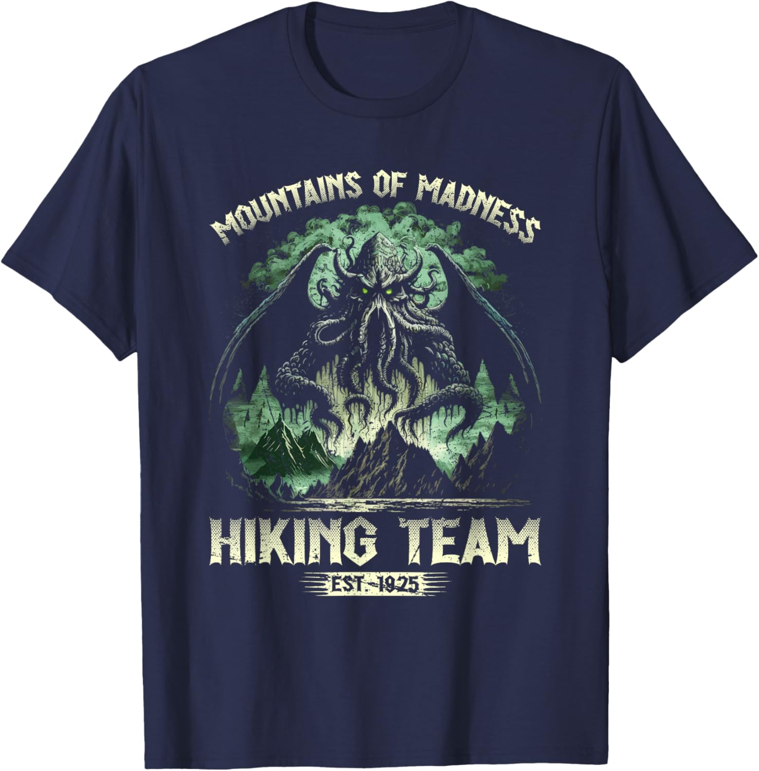 Cthulhu Mountains Of Madness Hiking Team, Cosmic Horror T-Shirt - T-Shirt | Navy
