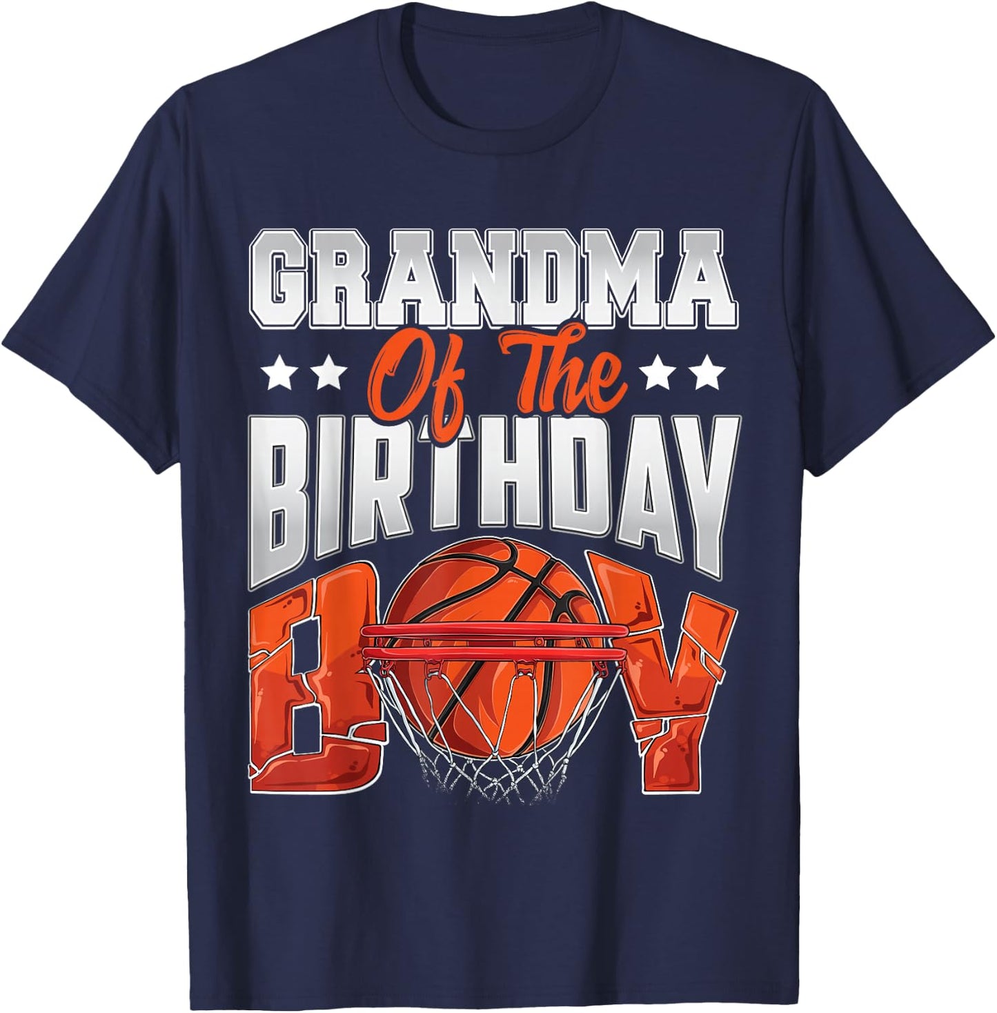 Grandma Basketball Birthday Boy Family Baller b-Day Party T-Shirt - T-Shirt | Navy
