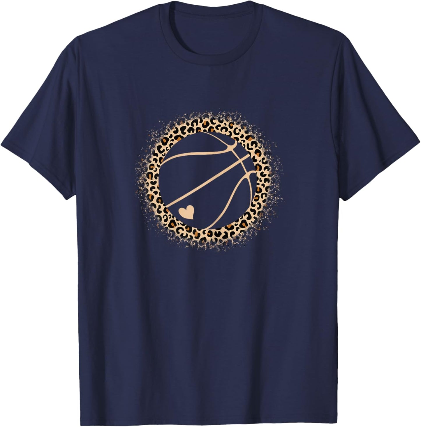 Cute Basketball Leopard Print Women Girls Basketball Lover T-Shirt - T-Shirt | Navy