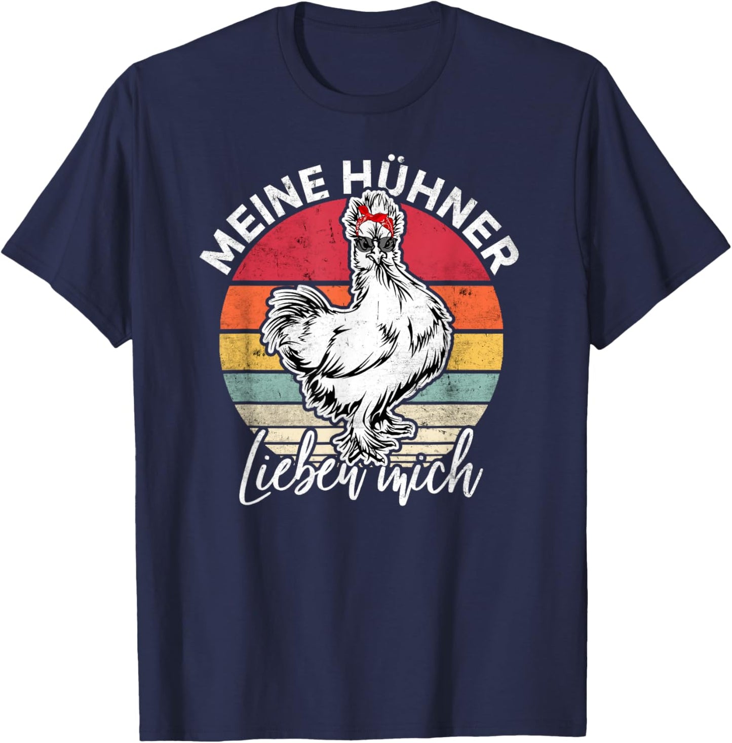My chickens love me, chicken, retro, vintage T-Shirt - T-Shirt | Navy