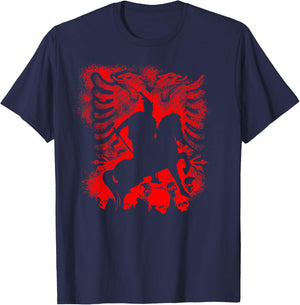 Skanderbeg Albania and Kosovo flag for proud Albanians T-Shirt - T-Shirt | Navy