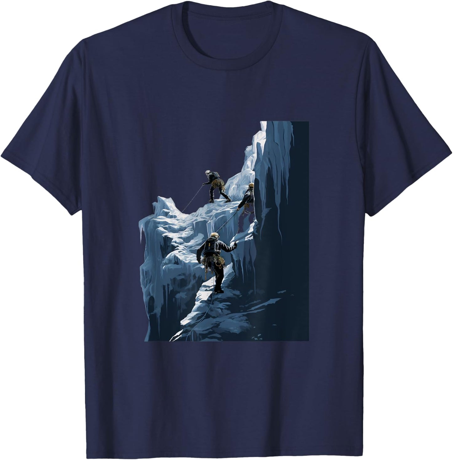 Ice Climbing Ice Climber Frozen Rock Snow Mountain T-Shirt - T-Shirt | Navy