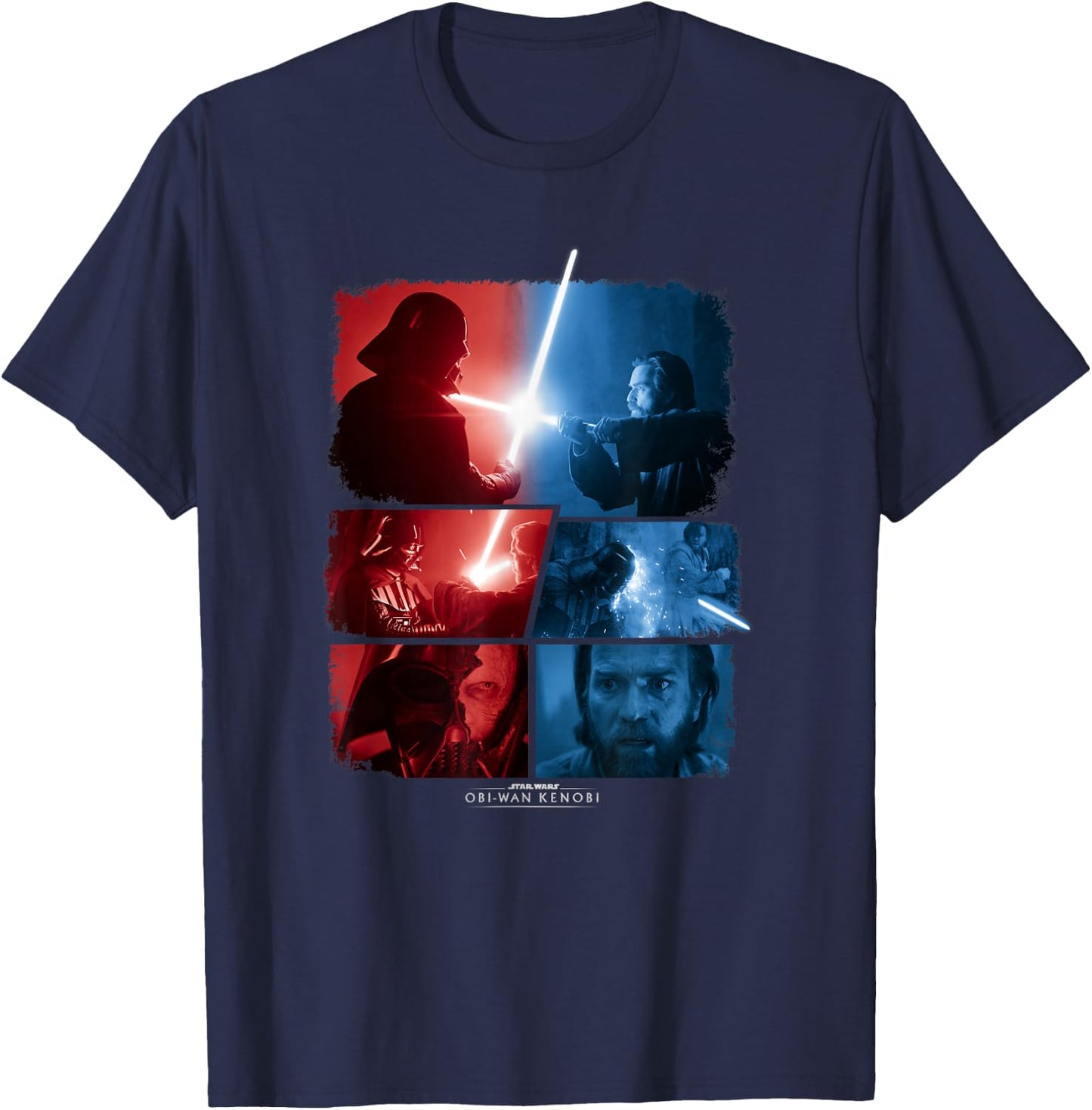 Star Wars: Obi-Wan Kenobi VS Darth Vader Lightsaber Battle T-Shirt - T-Shirt | Navy