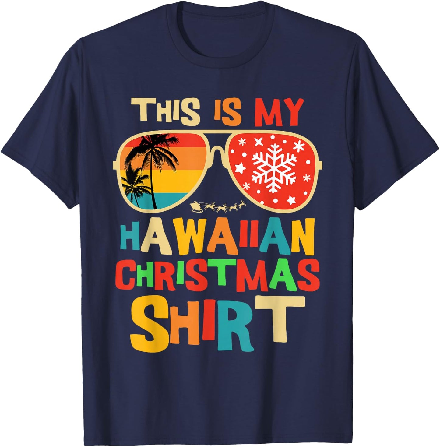 This is My Hawaiian Christmas Pajama Matching Family Hawaii T-Shirt - T-Shirt | Navy