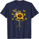Sunflower Jesus Cross Butterflies Art Religious Christian T-Shirt - T-Shirt | Navy