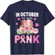 We Wear Pink Library Crew Fall Halloween Breast Cancer Books T-Shirt - T-Shirt | Navy