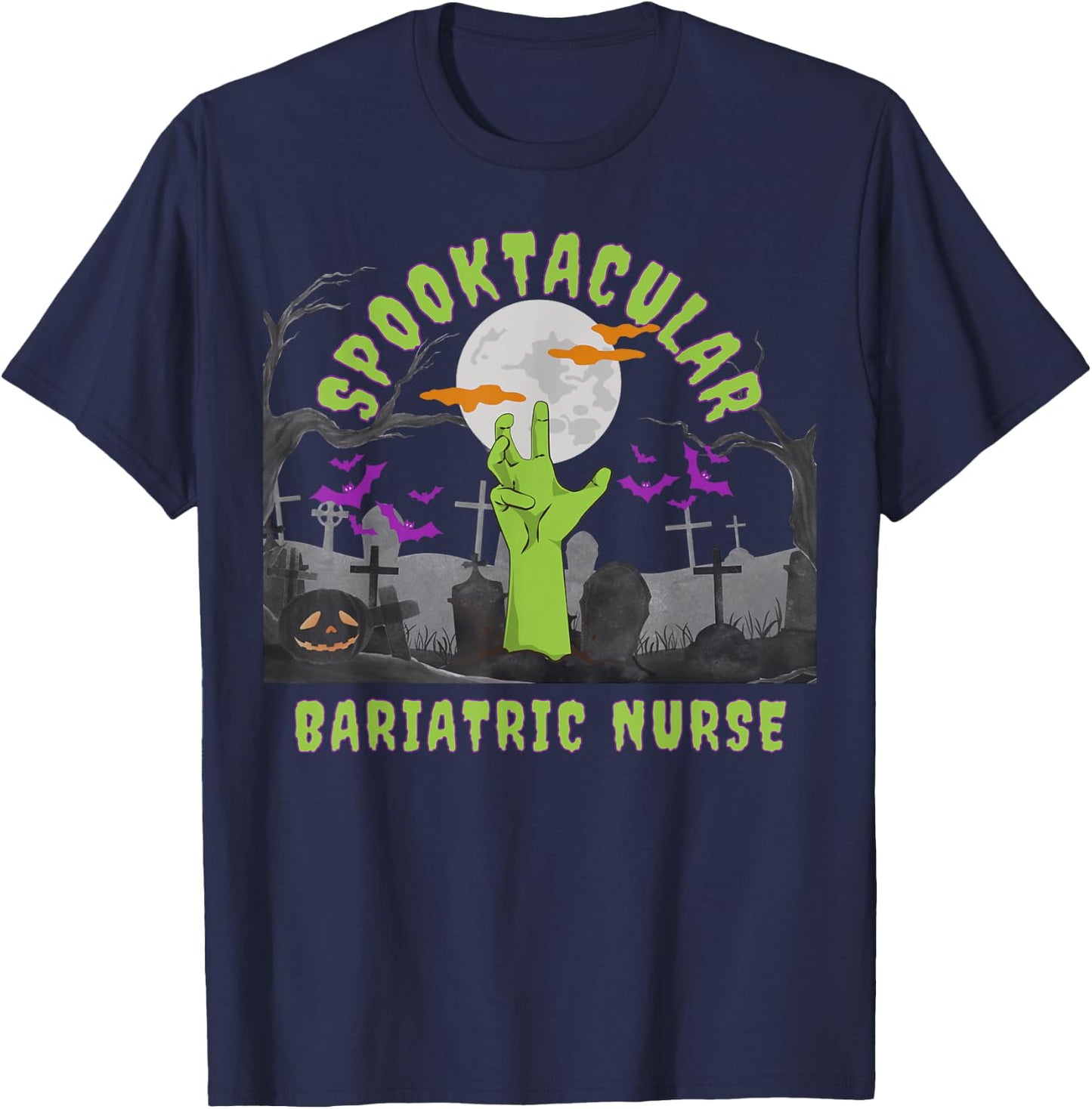 Spooktacular Nurses Love Halloween Fall Nurse Professional T-Shirt - T-Shirt | Navy