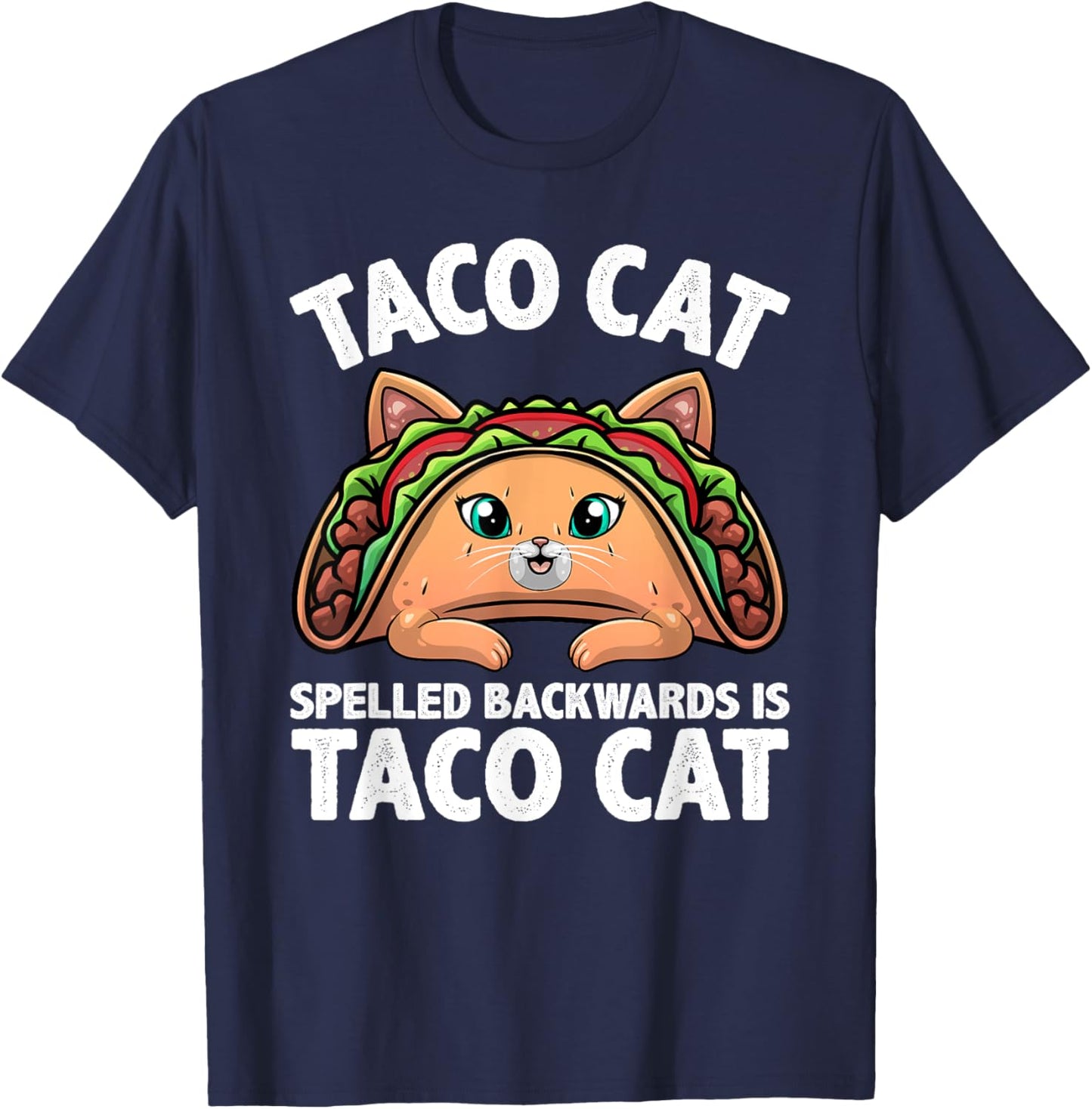 Cute Taco Cat Design Women Kids Taco Mexican Food T-Shirt - T-Shirt | Navy